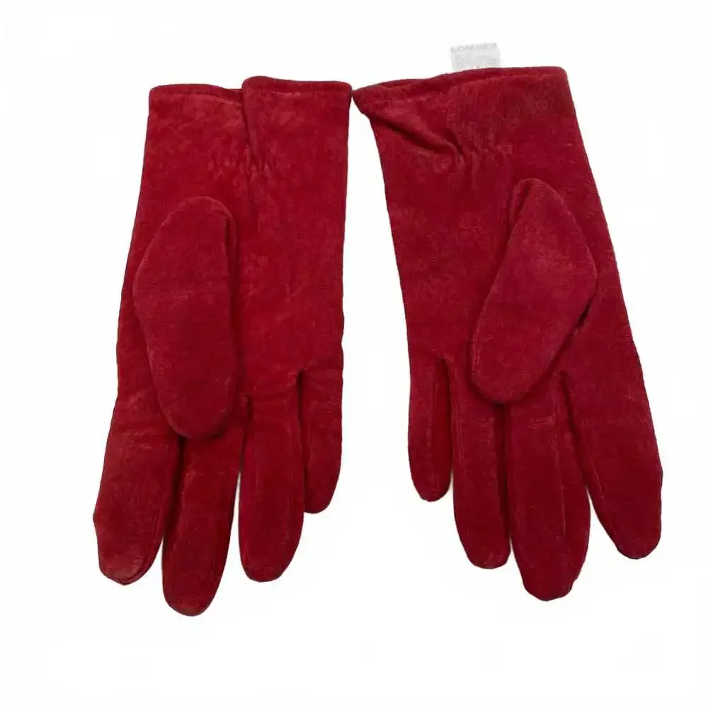 Fownes Red Suede Gloves | Regular M Women’s Mittens